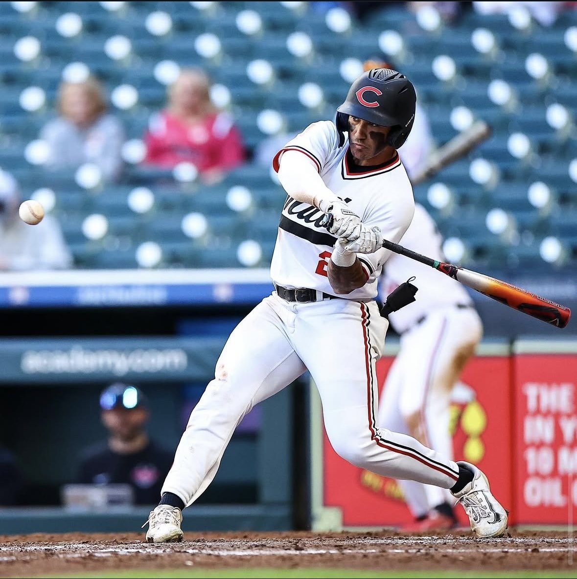 Mules hitter swinging at Daikin Park